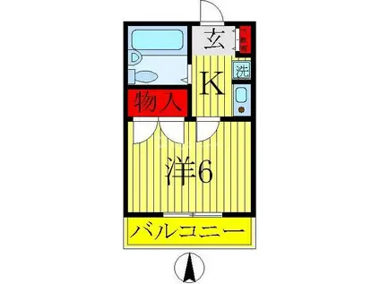 レイクヒルPARTI(1K/2階)の間取り写真