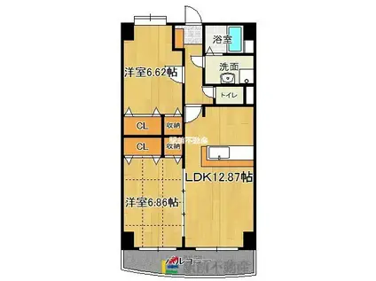 プレミール拾六町(2LDK/2階)の間取り写真