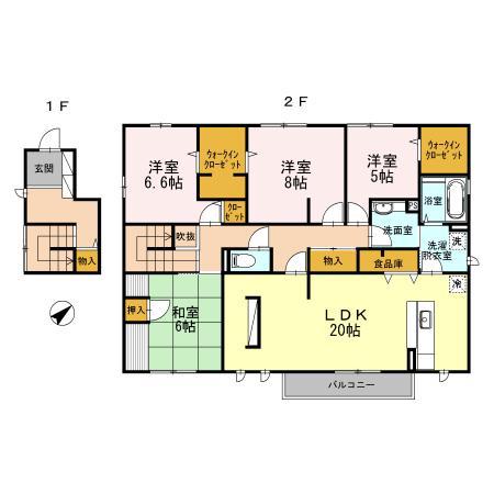 カルドーK&K A棟(4LDK/2階)の間取り写真