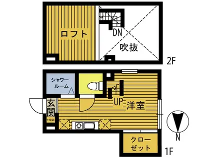 スペース・キャビン(ワンルーム/2階)の間取り写真