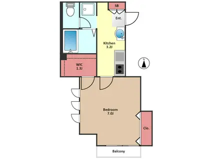ガーデンヴィラ白金台(1K/2階)の間取り写真