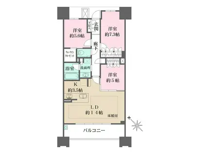 ザ・パークハウス名古屋B棟(3LDK/10階)の間取り写真