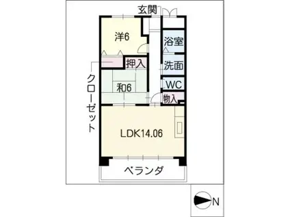 ツインヒルズ(2LDK/4階)の間取り写真