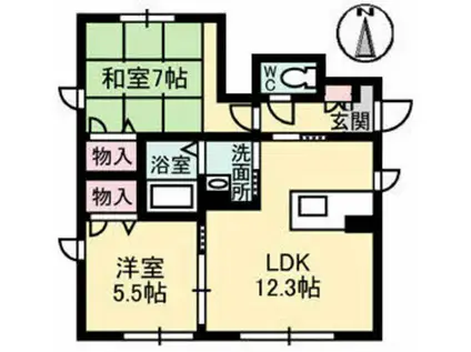 ラフィネ芳泉(2LDK/1階)の間取り写真