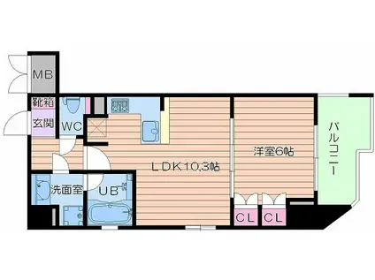 リーガル西天満III(1LDK/11階)の間取り写真