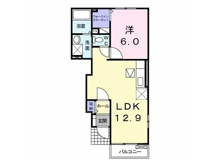 プレッソ・クラ(1LDK/1階)の間取り写真