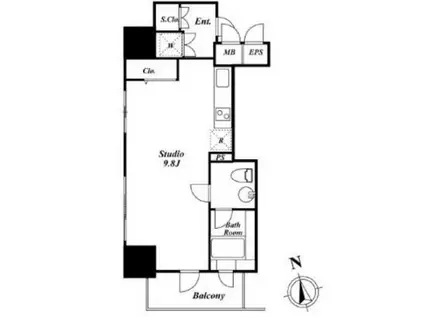 KDXレジデンス神楽坂通(ワンルーム/10階)の間取り写真