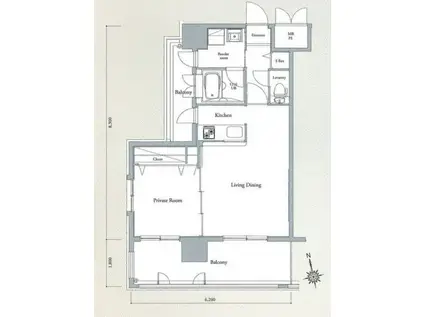エンクレスト大手門III(1LDK/8階)の間取り写真