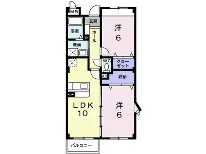 リリアンハイム(2LDK/1階)の間取り写真