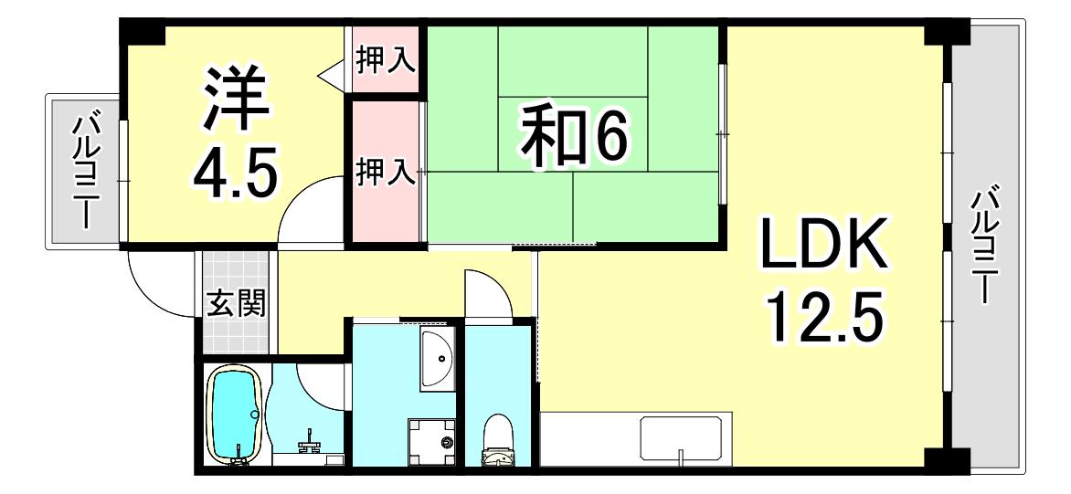 オスプリー塩屋(2LDK/5階)の間取り写真