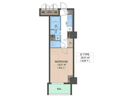 FRENITY HOUSE(1K/4階)の間取り写真