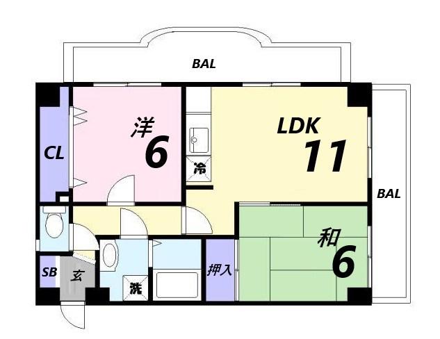 アルコ・ラ・カーサ佃町(2LDK/3階)の間取り写真