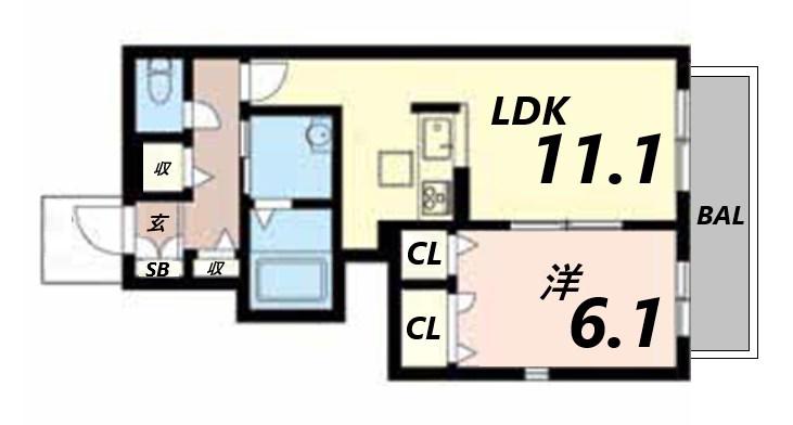 メゾンパストラル(1LDK/1階)の間取り写真