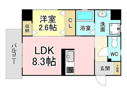 ル・シエル(1LDK/4階)の間取り写真