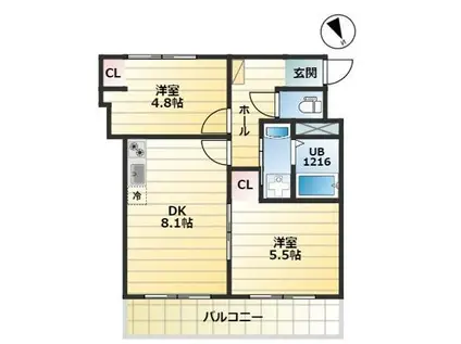 EL FARO 下北沢(2DK/3階)の間取り写真