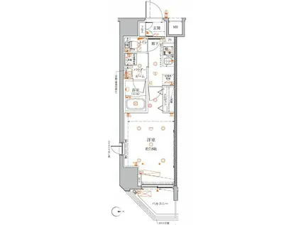 クレイシアIDZ蒲田(1K/6階)の間取り写真