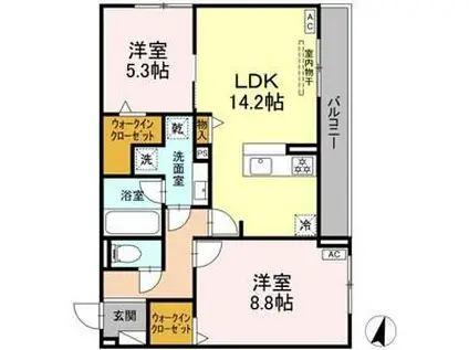 アメニティコート(2LDK/2階)の間取り写真