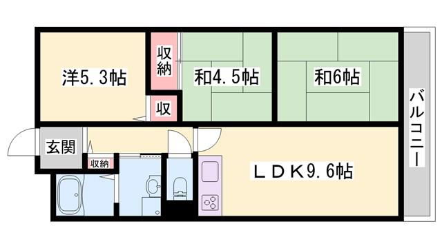 サンライフ歌野橋(3LDK/8階)の間取り写真