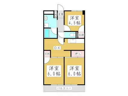 リュミエ川口(3DK/2階)の間取り写真