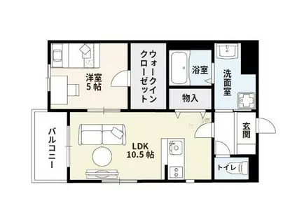 ラ・ヴィータ美松(1LDK/1階)の間取り写真