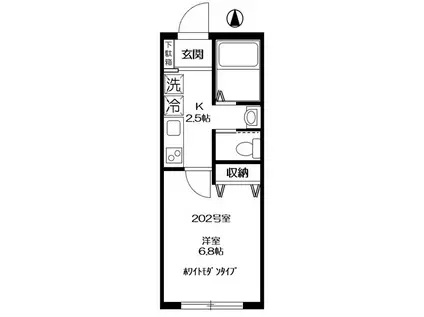 再契約可能物件です(1K/2階)の間取り写真