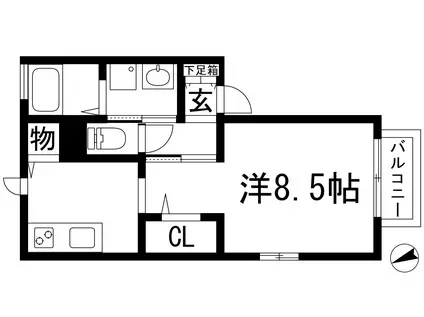フォンテーヌⅠ(1K/2階)の間取り写真
