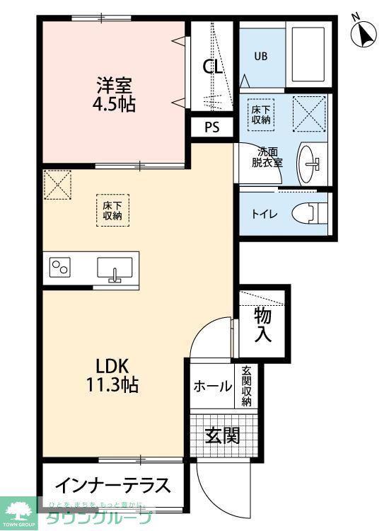 リーブルファイン久喜久喜東II(1LDK/1階)の間取り写真