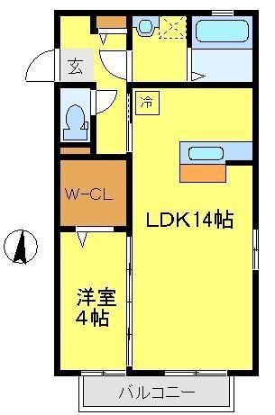 シャトレー(1LDK/1階)の間取り写真