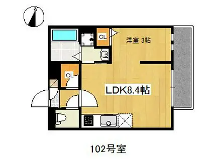 REGALEST NONO 西新(1LDK/1階)の間取り写真