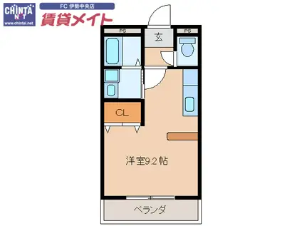キャピトルヒルズII(ワンルーム/1階)の間取り写真