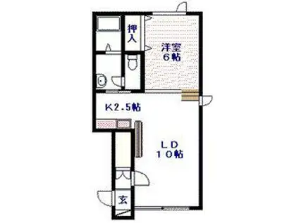 ウォーターリップIII(1LDK/1階)の間取り写真