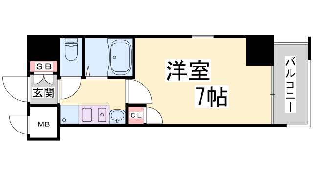 エステムコート新神戸エリタージュ(1K/10階)の間取り写真