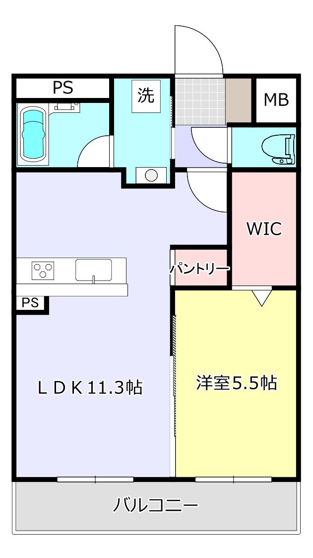 昭和町ユーミー(1LDK/2階)の間取り写真