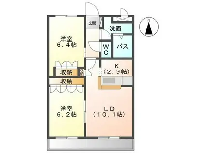 フォルティア横尾(2LDK/1階)の間取り写真