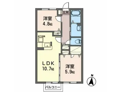 ディアスシラトリ(2LDK/1階)の間取り写真