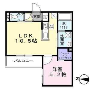 AKATSUKI(1LDK/1階)の間取り写真