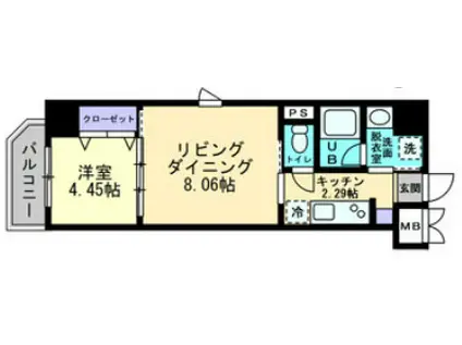 アルファレガロ亀戸(1LDK/2階)の間取り写真