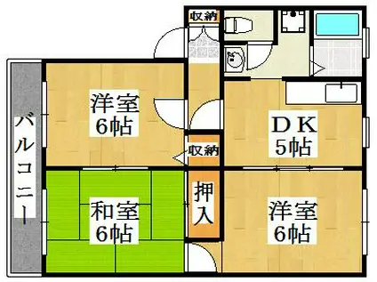 ハイツコーエーII(3DK/1階)の間取り写真