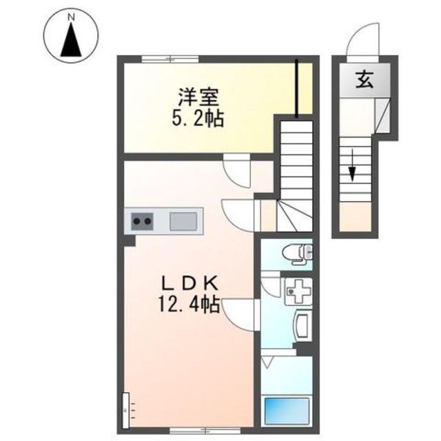西田中アパート(1LDK/2階)の間取り写真