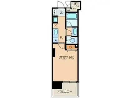 CASAα名駅南(1K/6階)の間取り写真