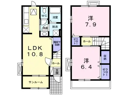 サンエトワールI(2LDK/1階)の間取り写真