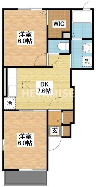 ＪＲ長崎本線 市布駅 徒歩13分 2階建 築19年(2DK/1階)の間取り写真