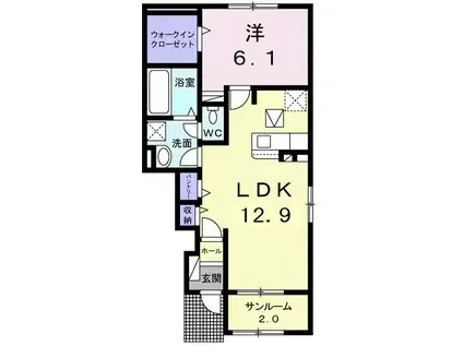 シャテーニュ(1LDK/1階)の間取り写真