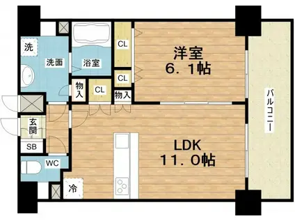 プレサンス梅田北デイズ(1LDK/13階)の間取り写真