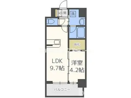 レシオ千里丘(1LDK/1階)の間取り写真