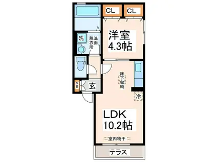 グッドラック高平弐番館(1LDK/1階)の間取り写真