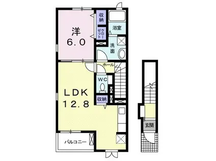 ピュアータウンクルメII(1LDK/2階)の間取り写真