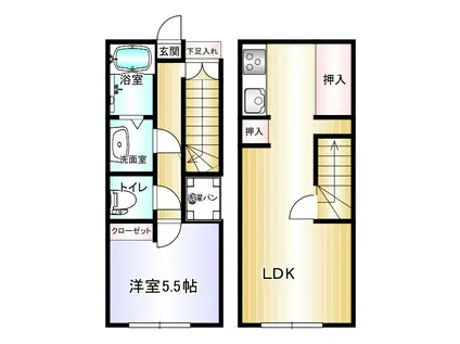 メゾンTADOKORO(1LDK/1階)の間取り写真
