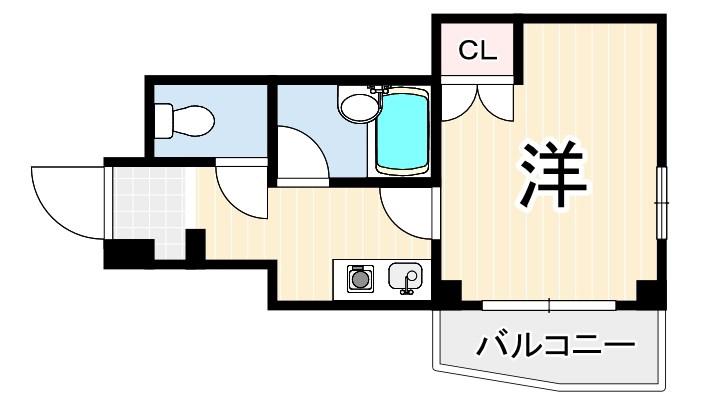 メゾンミュリエ灘(1K/4階)の間取り写真