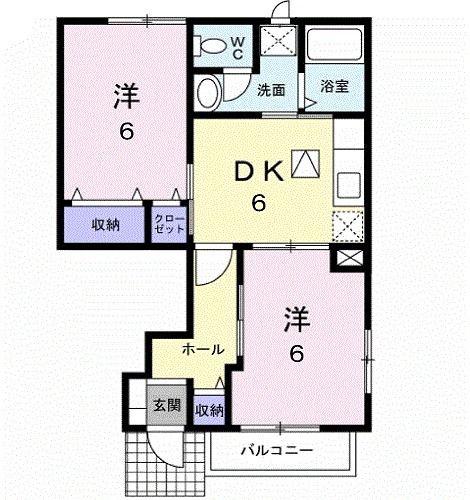 ヴィラ・佐藤(2DK/1階)の間取り写真